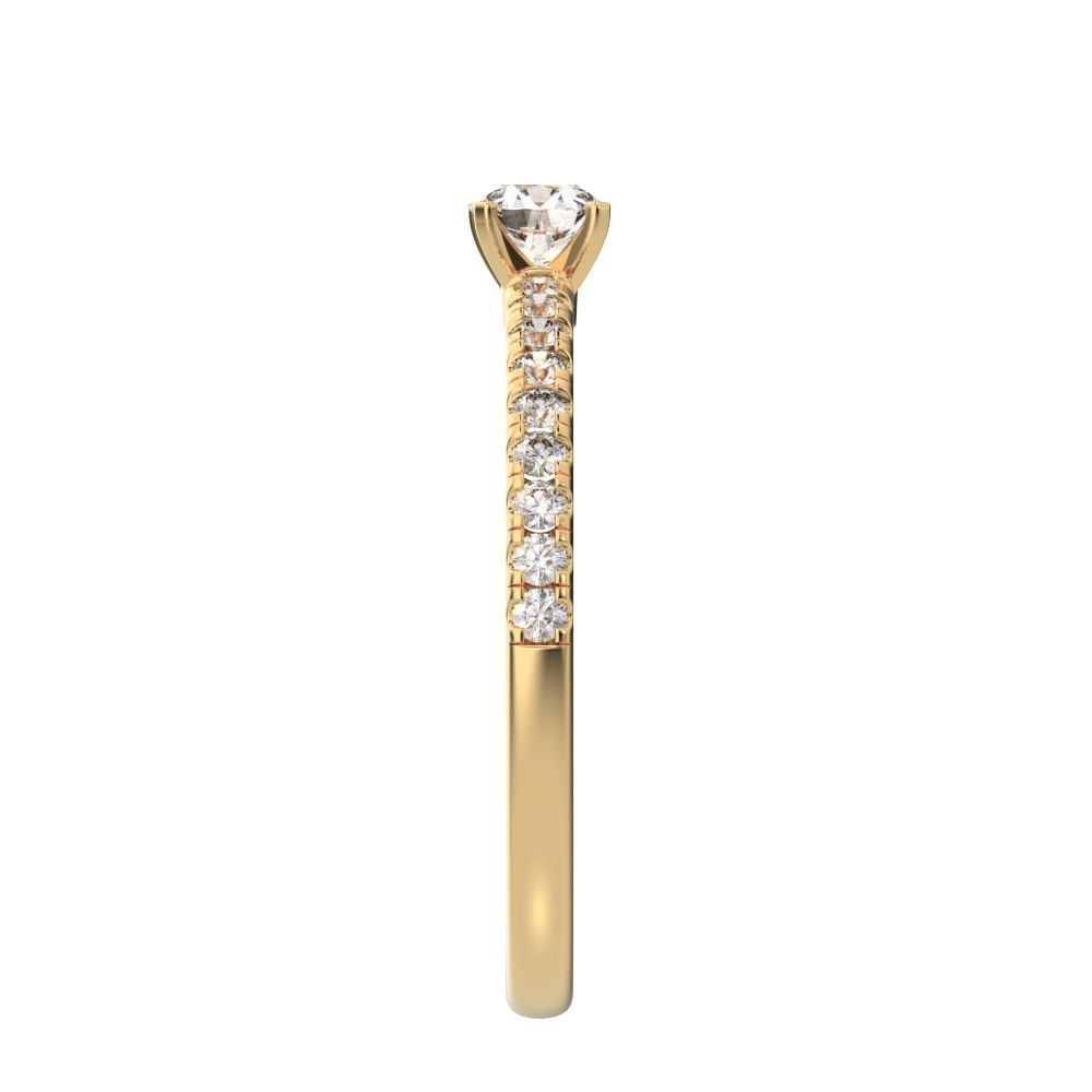 0.48 ct Round Cut Moissanite anniversary European vintage classic solitaire with accents light 14K / 18K Solid Yellow Gold engagement ring