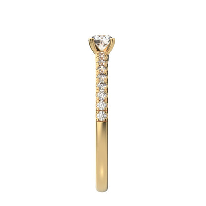 0.48 ct Round Cut Moissanite anniversary European vintage classic solitaire with accents light 14K / 18K Solid Yellow Gold engagement ring
