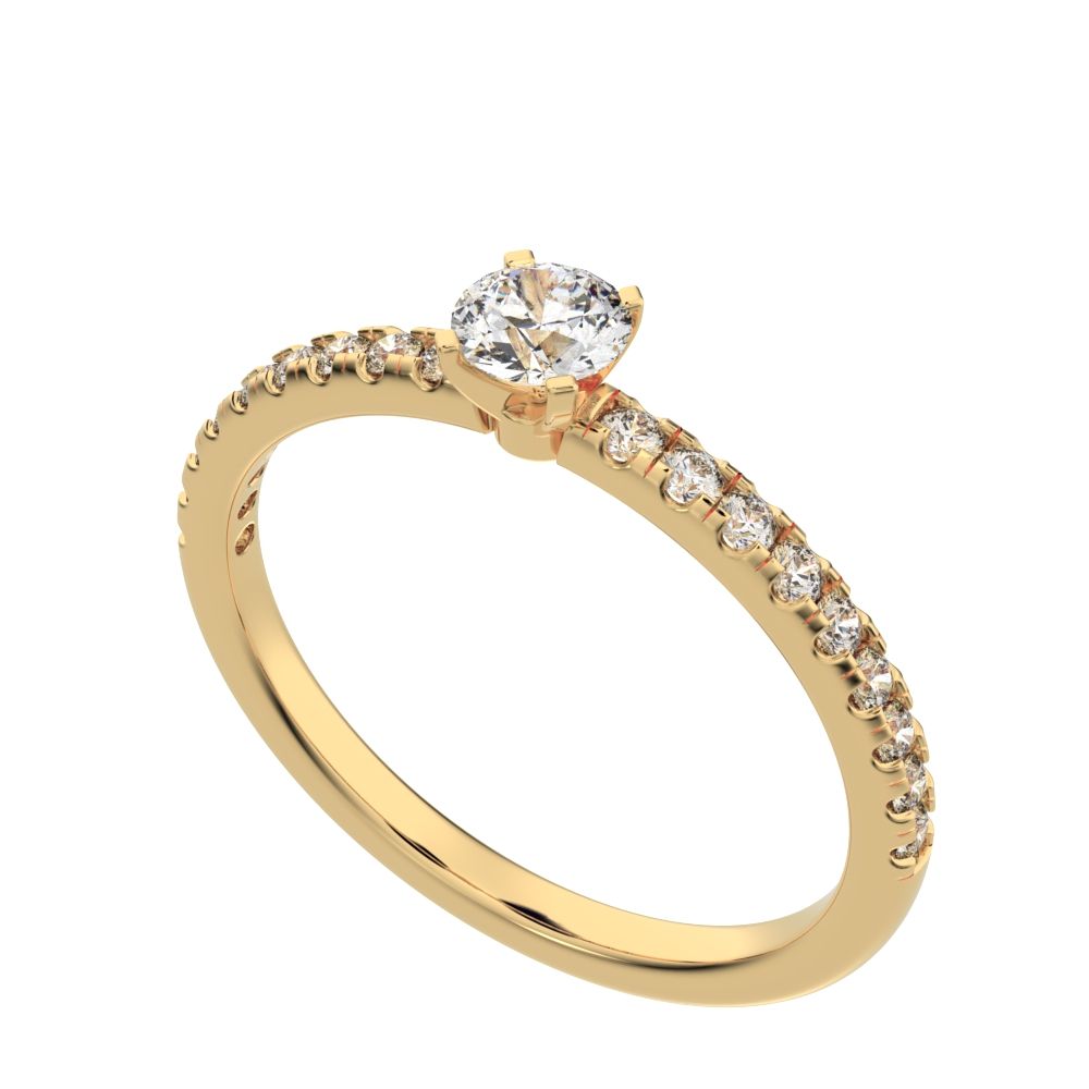 0.48 ct Round Cut Moissanite anniversary European vintage classic solitaire with accents light 14K / 18K Solid Yellow Gold engagement ring