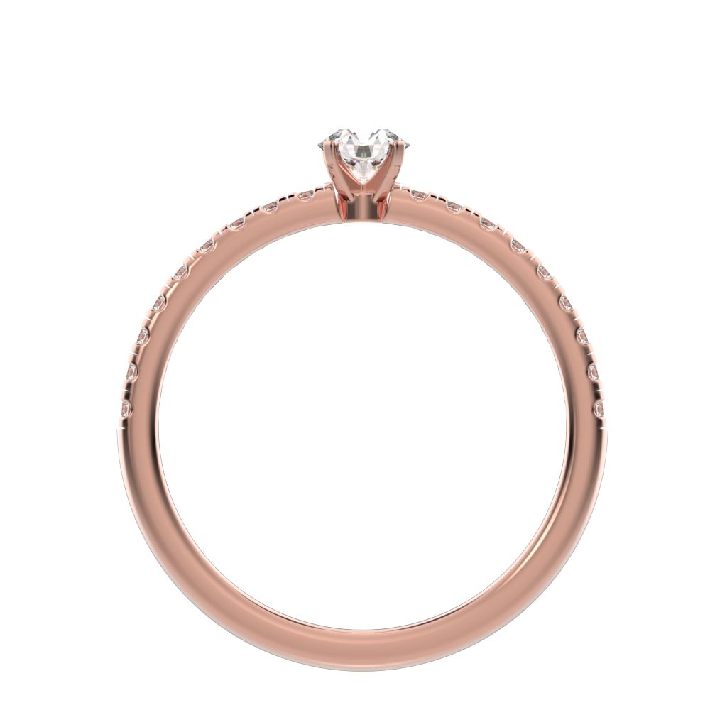 0.48 ct Round Cut Moissanite anniversary European vintage classic solitaire with accents light 14K / 18K Solid Rose Gold engagement ring