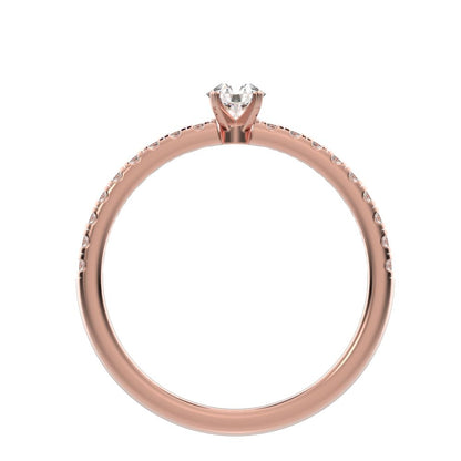 0.48 ct Round Cut Moissanite anniversary European vintage classic solitaire with accents light 14K / 18K Solid Rose Gold engagement ring