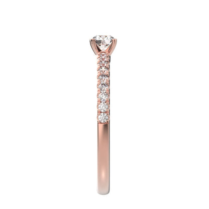 0.48 ct Round Cut Moissanite anniversary European vintage classic solitaire with accents light 14K / 18K Solid Rose Gold engagement ring