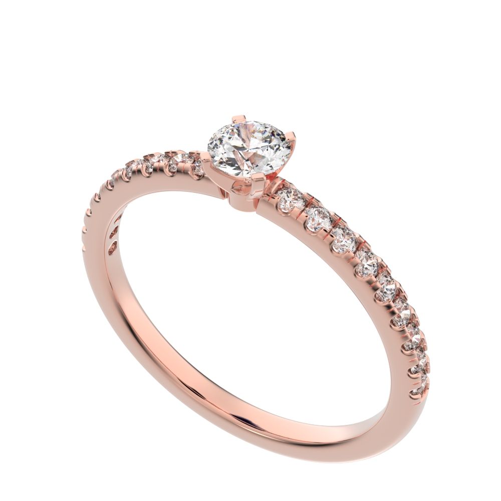 0.48 ct Round Cut Moissanite anniversary European vintage classic solitaire with accents light 14K / 18K Solid Rose Gold engagement ring