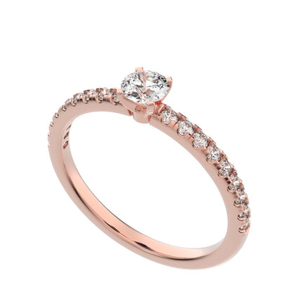 0.48 ct Round Cut Moissanite anniversary European vintage classic solitaire with accents light 14K / 18K Solid Rose Gold engagement ring