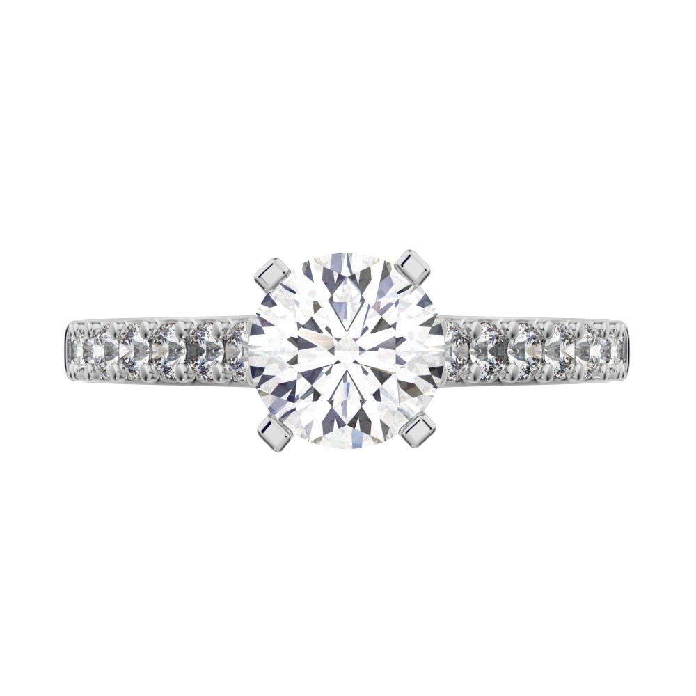 1.26 ct Round Cut Moissanite anniversary European vintage classic solitaire with accents simple 14K / 18K Solid White Gold engagement ring