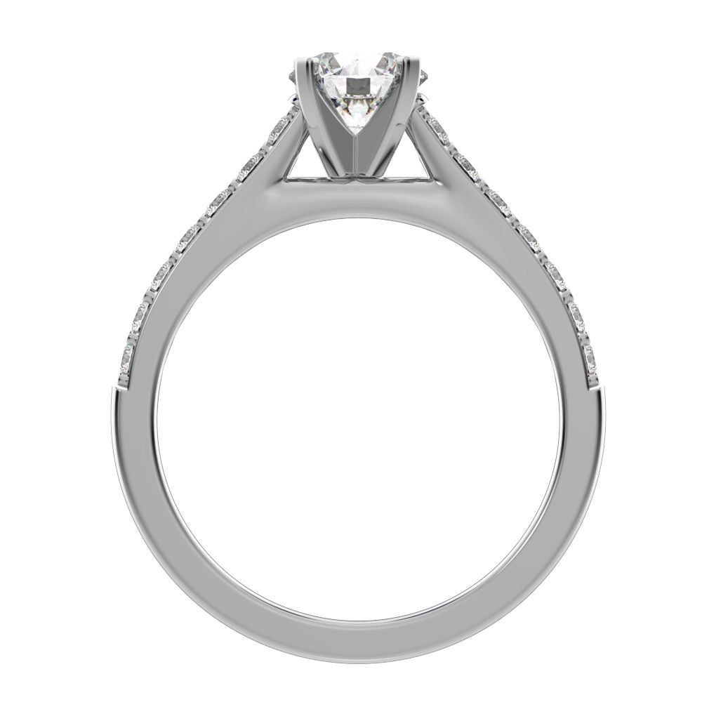 1.26 ct Round Cut Moissanite anniversary European vintage classic solitaire with accents simple 14K / 18K Solid White Gold engagement ring