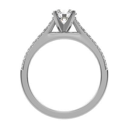 1.26 ct Round Cut Moissanite anniversary European vintage classic solitaire with accents simple 14K / 18K Solid White Gold engagement ring