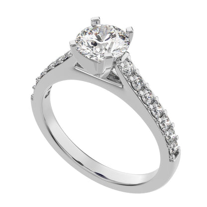 1.26 ct Round Cut Moissanite anniversary European vintage classic solitaire with accents simple 14K / 18K Solid White Gold engagement ring