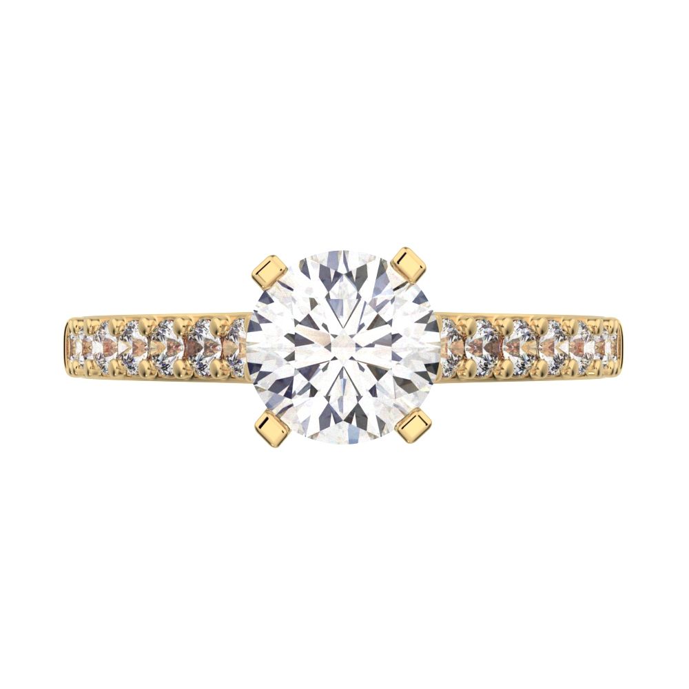 1.26 ct Round Cut Moissanite anniversary European vintage classic solitaire with accents simple 14K / 18K Solid Yellow Gold engagement ring