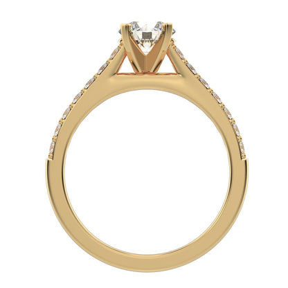 1.26 ct Round Cut Moissanite anniversary European vintage classic solitaire with accents simple 14K / 18K Solid Yellow Gold engagement ring