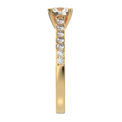 1.26 ct Round Cut Moissanite anniversary European vintage classic solitaire with accents simple 14K / 18K Solid Yellow Gold engagement ring