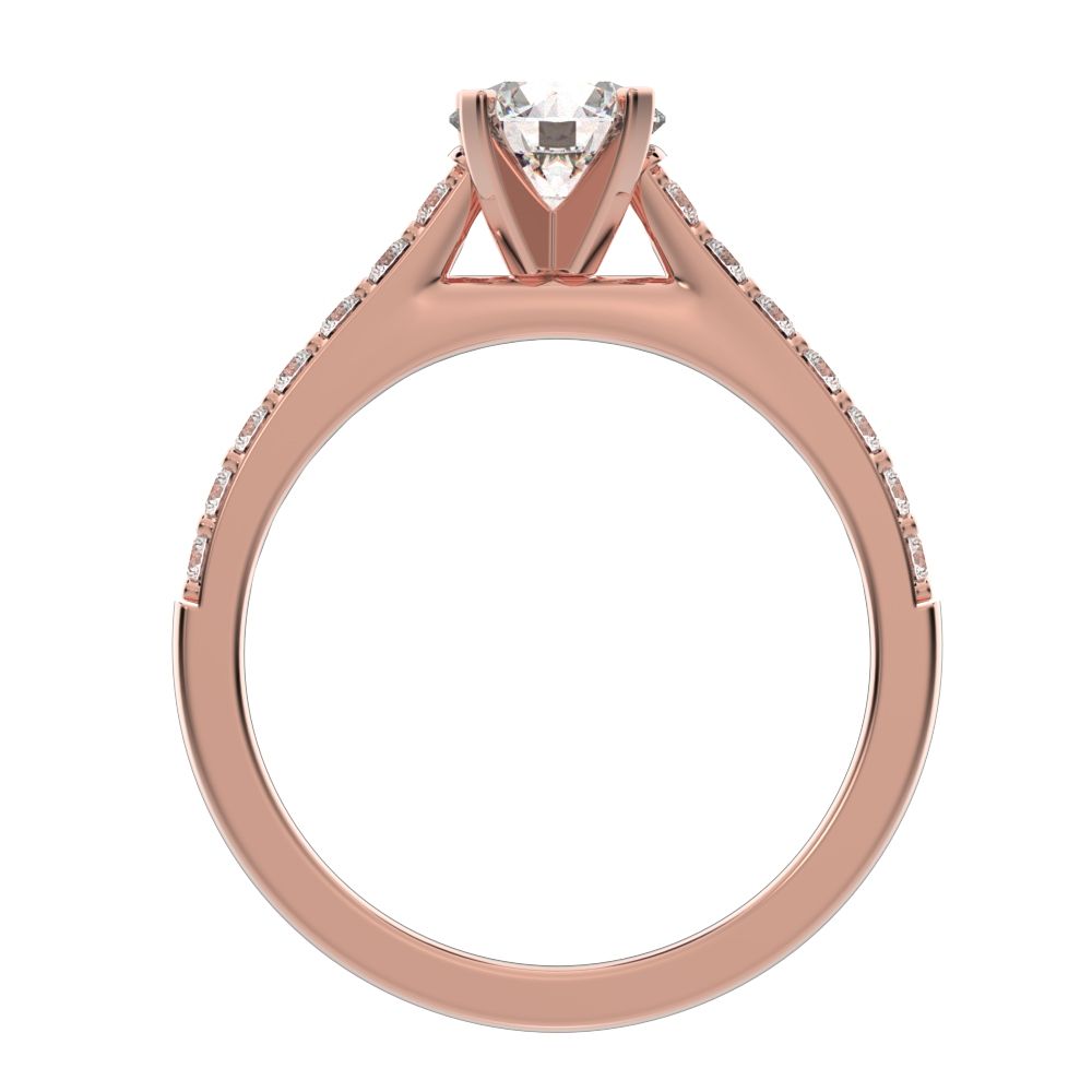 1.26 ct Round Cut Moissanite anniversary European vintage classic solitaire with accents simple 14K / 18K Solid Rose Gold engagement ring