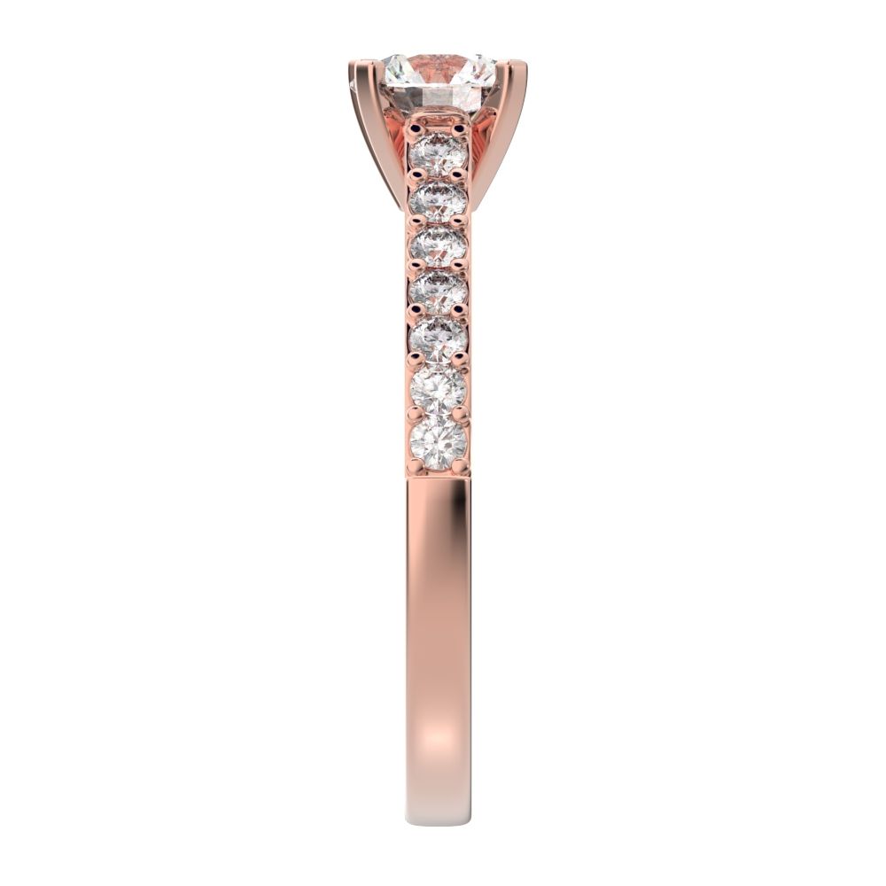 1.26 ct Round Cut Moissanite anniversary European vintage classic solitaire with accents simple 14K / 18K Solid Rose Gold engagement ring