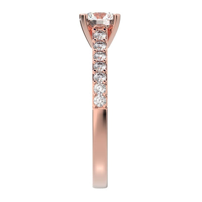 1.26 ct Round Cut Moissanite anniversary European vintage classic solitaire with accents simple 14K / 18K Solid Rose Gold engagement ring