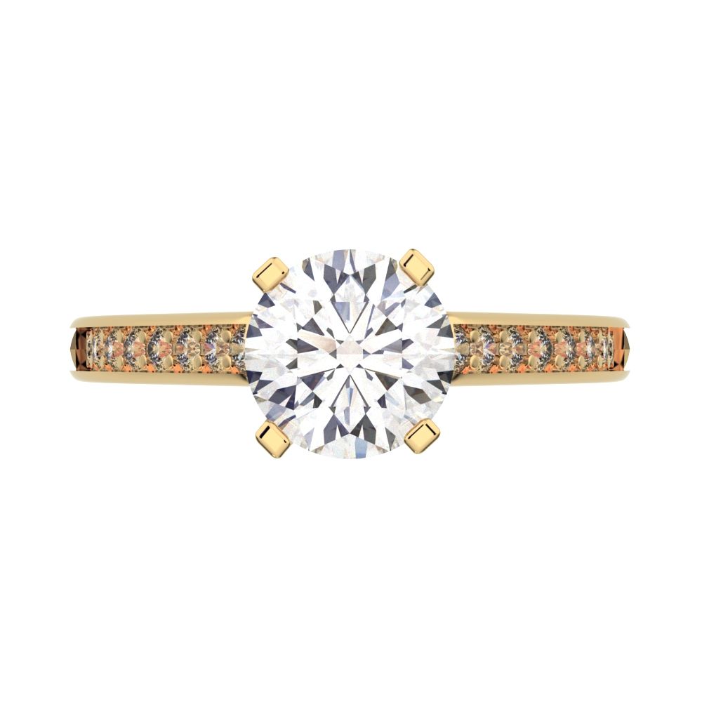 1.27 ct Round Cut Moissanite anniversary European vintage classic solitaire with accents simple 14K / 18K Solid Yellow Gold engagement ring
