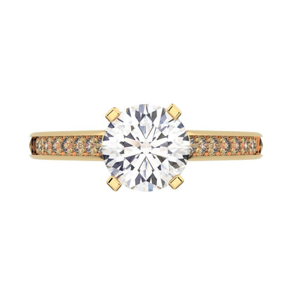 1.27 ct Round Cut Moissanite anniversary European vintage classic solitaire with accents simple 14K / 18K Solid Yellow Gold engagement ring