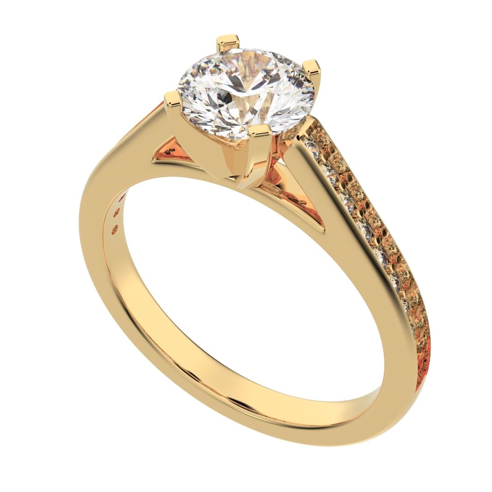 1.27 ct Round Cut Moissanite anniversary European vintage classic solitaire with accents simple 14K / 18K Solid Yellow Gold engagement ring
