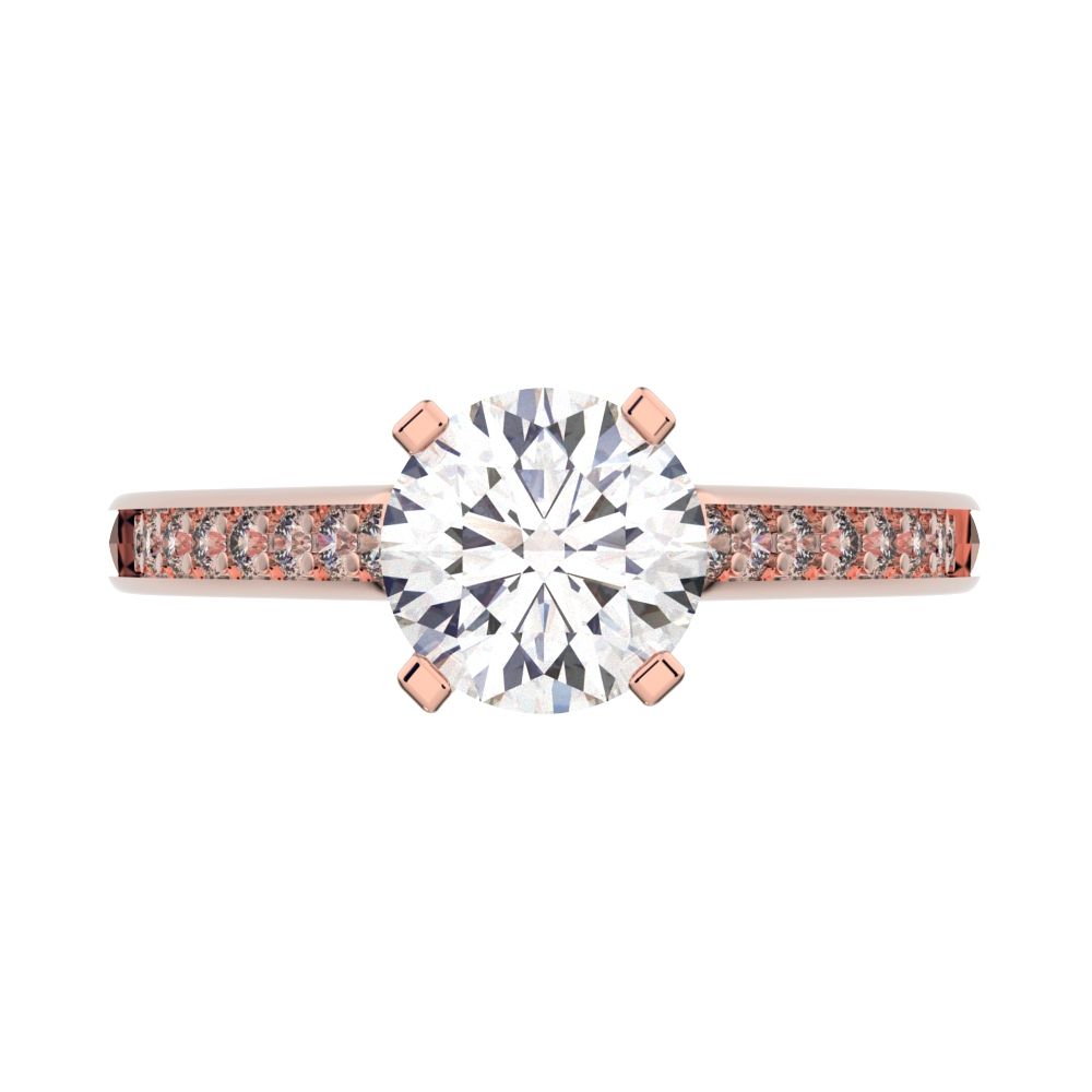 1.27 ct Round Cut Moissanite anniversary European vintage classic solitaire with accents simple 14K / 18K Solid Rose Gold engagement ring