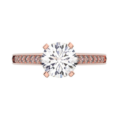 1.27 ct Round Cut Moissanite anniversary European vintage classic solitaire with accents simple 14K / 18K Solid Rose Gold engagement ring