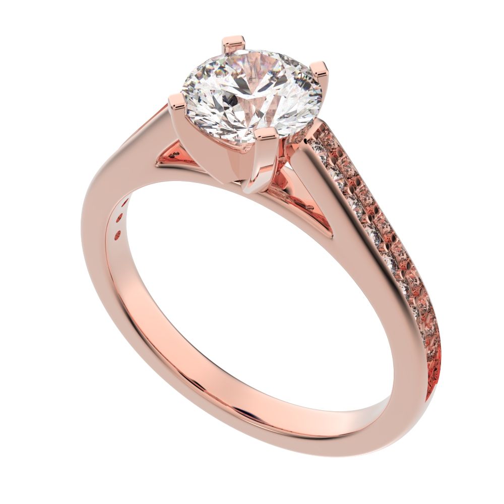 1.27 ct Round Cut Moissanite anniversary European vintage classic solitaire with accents simple 14K / 18K Solid Rose Gold engagement ring