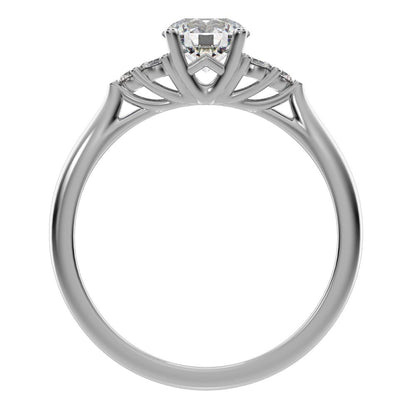 0.81 ct Round Cut Moissanite anniversary European classic solitaire with accents simple cluster 14K / 18K Solid White Gold engagement ring