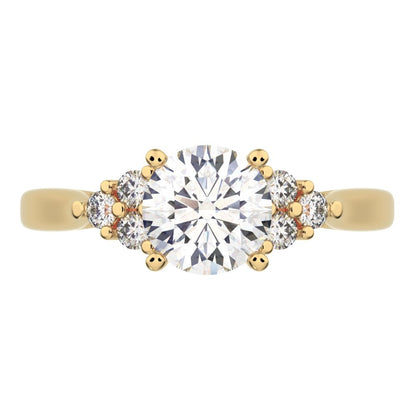 0.81 ct Round Cut Moissanite anniversary European classic solitaire with accents simple cluster 14K / 18K Solid Yellow Gold engagement ring