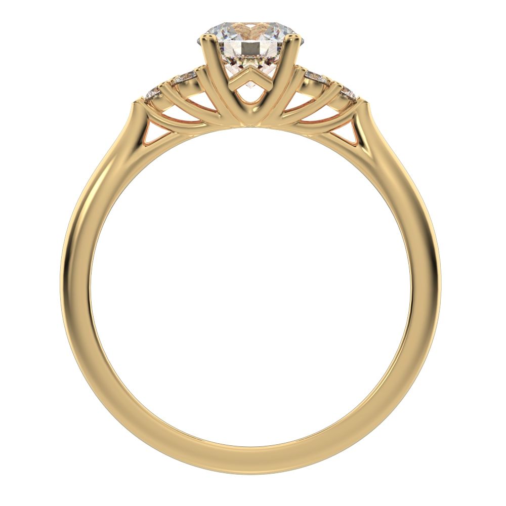 0.81 ct Round Cut Moissanite anniversary European classic solitaire with accents simple cluster 14K / 18K Solid Yellow Gold engagement ring
