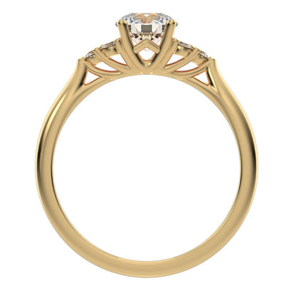 0.81 ct Round Cut Moissanite anniversary European classic solitaire with accents simple cluster 14K / 18K Solid Yellow Gold engagement ring
