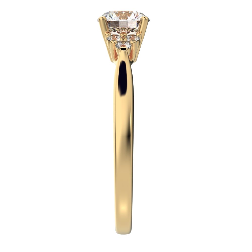 0.81 ct Round Cut Moissanite anniversary European classic solitaire with accents simple cluster 14K / 18K Solid Yellow Gold engagement ring