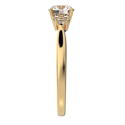 0.81 ct Round Cut Moissanite anniversary European classic solitaire with accents simple cluster 14K / 18K Solid Yellow Gold engagement ring