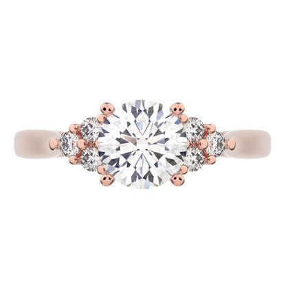 0.81 ct Round Cut Moissanite anniversary European classic solitaire with accents simple cluster 14K / 18K Solid Rose Gold engagement ring