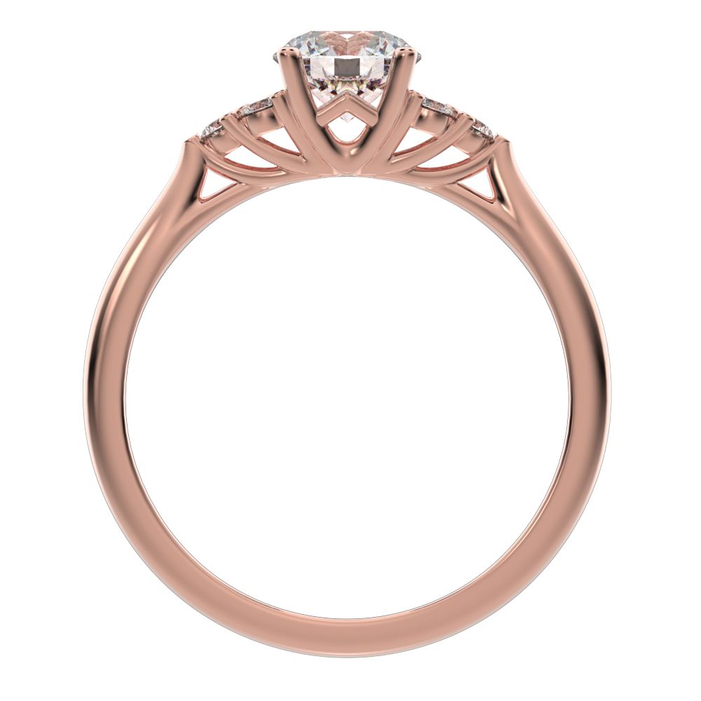 0.81 ct Round Cut Moissanite anniversary European classic solitaire with accents simple cluster 14K / 18K Solid Rose Gold engagement ring
