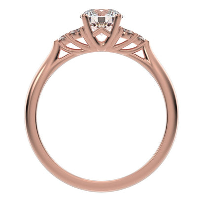 0.81 ct Round Cut Moissanite anniversary European classic solitaire with accents simple cluster 14K / 18K Solid Rose Gold engagement ring