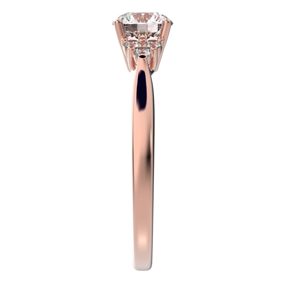 0.81 ct Round Cut Moissanite anniversary European classic solitaire with accents simple cluster 14K / 18K Solid Rose Gold engagement ring
