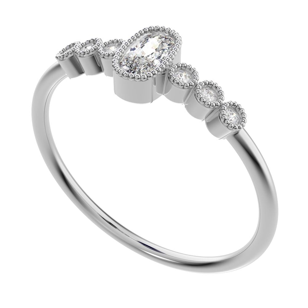 0.545 ct Cushion Cut Simulated Clear Diamond dainty halo Minimalist solitaire with accents 14K / 18K Solid White Gold everyday ring