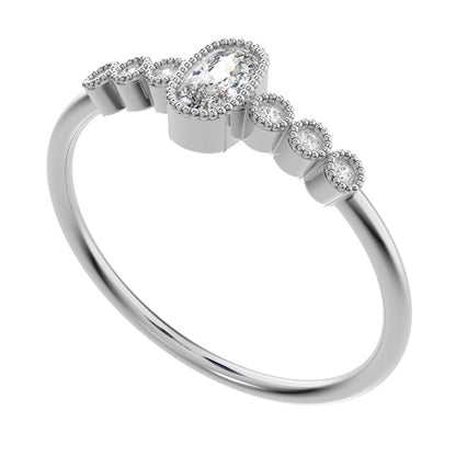 0.545 ct Cushion Cut Moissanite dainty halo Minimalist solitaire with accents bezel milgrain 14K / 18K Solid White Gold everyday ring