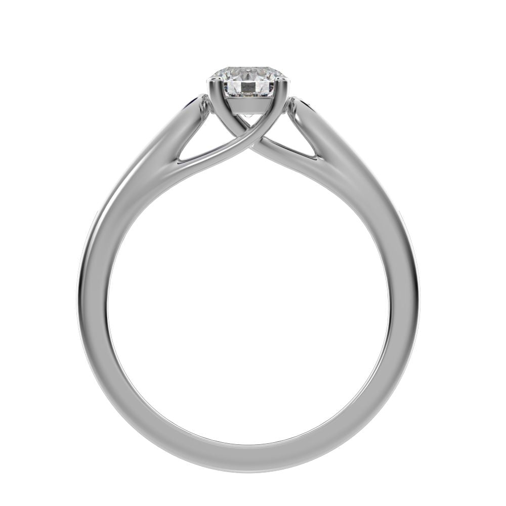 0.56 ct Round Cut Moissanite anniversary European classic solitaire with accents simple channel 14K / 18K Solid White Gold engagement ring