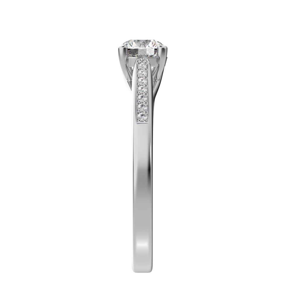 0.56 ct Round Cut Moissanite anniversary European classic solitaire with accents simple channel 14K / 18K Solid White Gold engagement ring