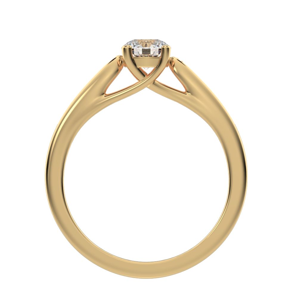 0.56 ct Round Cut Moissanite dainty Minimalist classic solitaire with accents simple channel 14K / 18K Solid Yellow Gold engagement ring