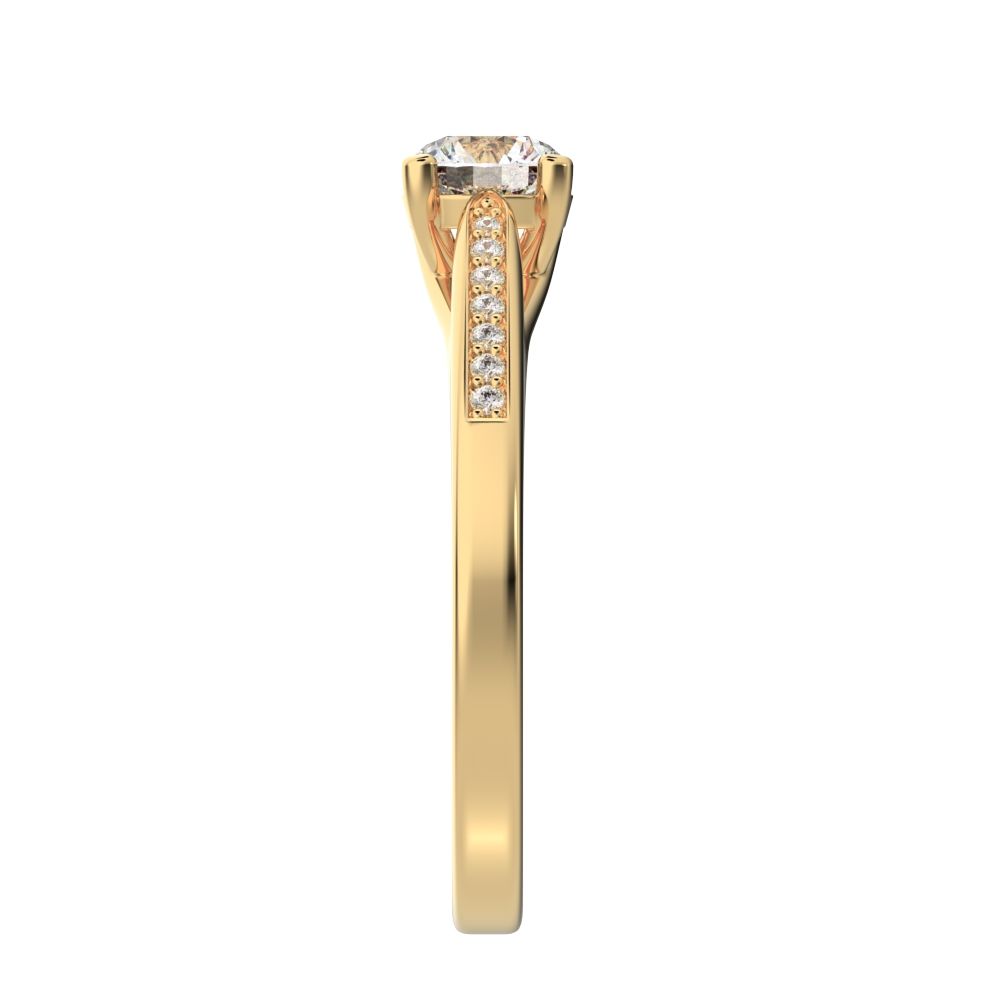 0.56 ct Round Cut Moissanite dainty Minimalist classic solitaire with accents simple channel 14K / 18K Solid Yellow Gold engagement ring