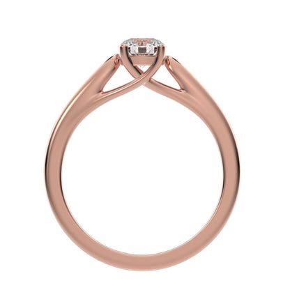 0.56 ct Round Cut Moissanite dainty Minimalist classic solitaire with accents simple channel 14K / 18K Solid Rose Gold engagement ring