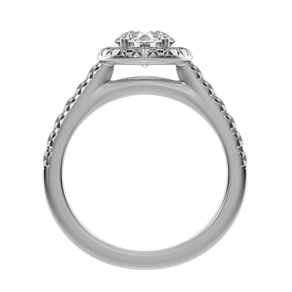 1.47 ct Round Cut Moissanite anniversary European classic solitaire with accents halo cluster 14K / 18K Solid White Gold engagement ring