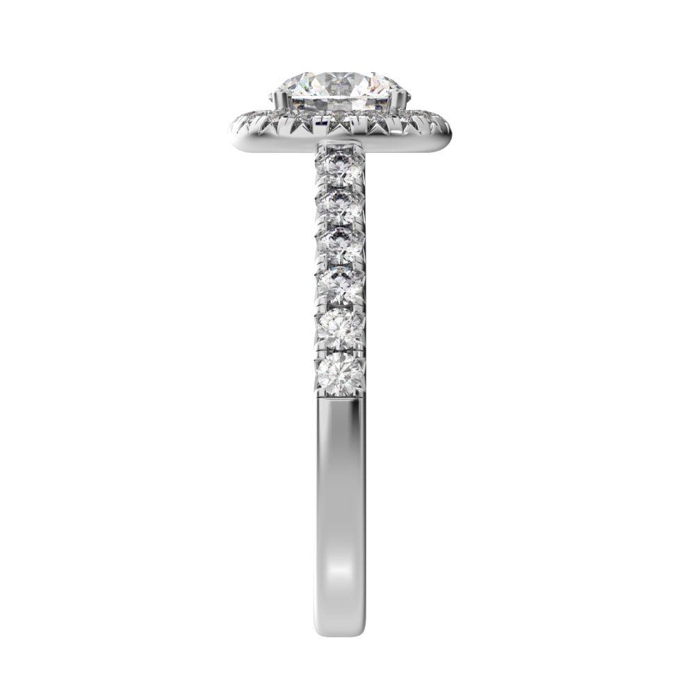 1.47 ct Round Cut Moissanite anniversary European classic solitaire with accents halo cluster 14K / 18K Solid White Gold engagement ring