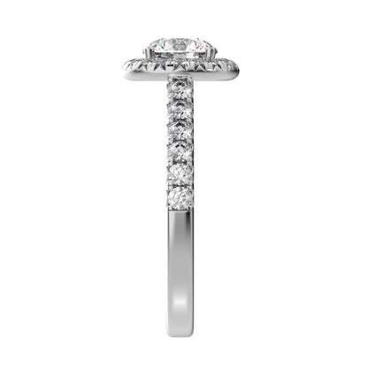 1.47 ct Round Cut Moissanite anniversary European classic solitaire with accents halo cluster 14K / 18K Solid White Gold engagement ring