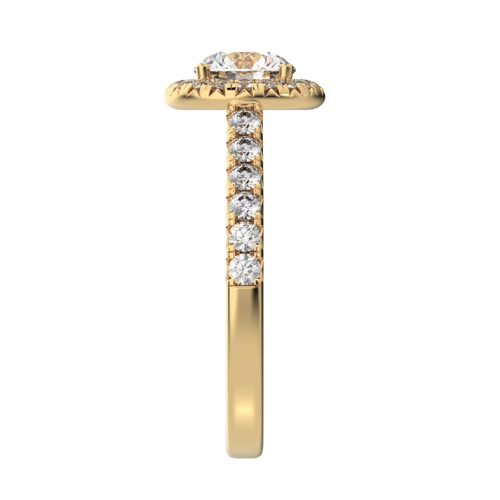 1.47 ct Round Cut Moissanite anniversary European classic solitaire with accents halo cluster 14K / 18K Solid Yellow Gold engagement ring