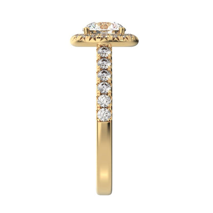1.47 ct Round Cut Moissanite anniversary European classic solitaire with accents halo cluster 14K / 18K Solid Yellow Gold engagement ring