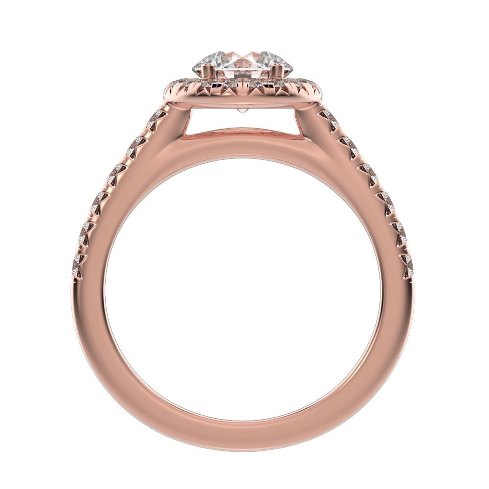 1.47 ct Round Cut Moissanite anniversary European classic solitaire with accents halo cluster 14K / 18K Solid Rose Gold engagement ring