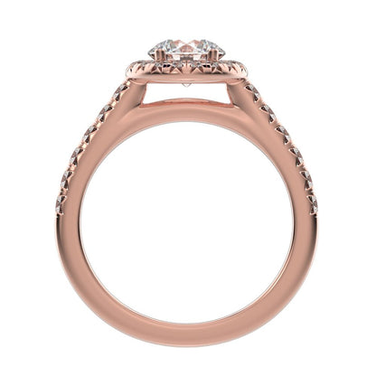 1.47 ct Round Cut Moissanite anniversary European classic solitaire with accents halo cluster 14K / 18K Solid Rose Gold engagement ring