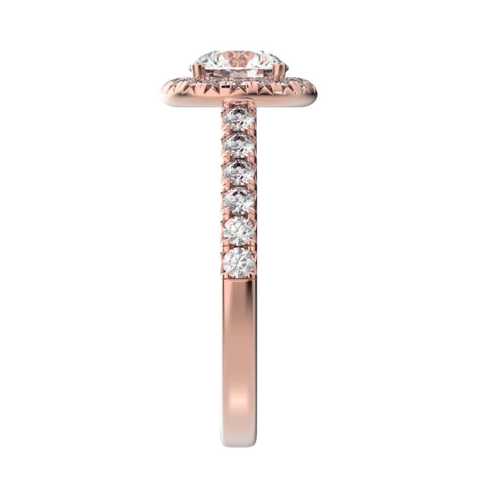 1.47 ct Round Cut Moissanite anniversary European classic solitaire with accents halo cluster 14K / 18K Solid Rose Gold engagement ring