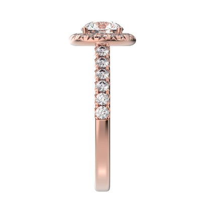 1.47 ct Round Cut Moissanite anniversary European classic solitaire with accents halo cluster 14K / 18K Solid Rose Gold engagement ring